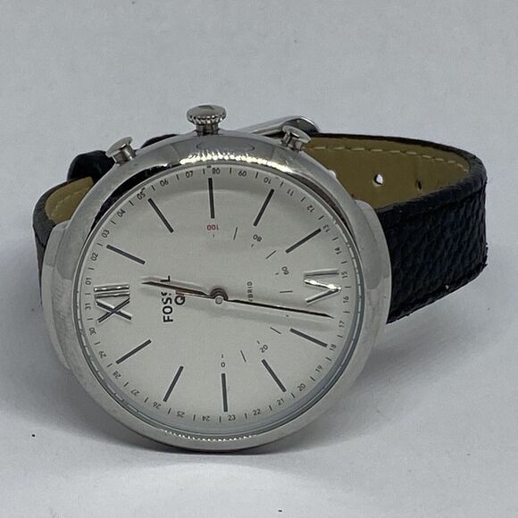 Fossil FTW5026 Women's Black Leather Silver Analog Dial Hybrid Smartwatch XX795 - Picture 7 of 12